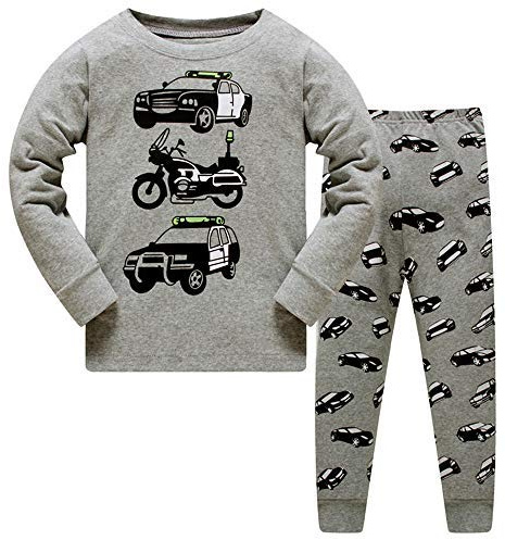 HIKIDS Boys Pyjamas Set Kids Motorcycle Sleepwear Children Motorcycle Pjs Long Sleeve Age 6 Years Grey