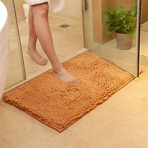 FANSU Chenille-Matte, Badezimmer rutschfest Badvorleger Weich Badteppich Waschbar Duschvorleger aus Chenille Mikrofaser Waschbar Badewanne Matten Wohnungsdekoration (50x80,Champagner)