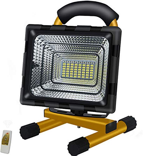 SENFAY LED Akku Strahler, LED Tragbare Baustrahler, 100W 56 LEDs 8000 lumens, Wiederaufladbare Arbeitsleuchte Bauscheinwerfer,IP65 Wasserdicht, Mit Fernbedienung, Kontinuierliche Arbeit,9/20h