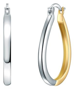 Rafaela Donata Damen Creolen aus 925/- Sterling Silber gelbvergoldet - bicolor Silbercreolen zweifarbig klassisch