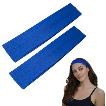 WESTEND CHOICE Kylie-Stirnbänder, 5 cm breit, einfarbig, dehnbar, Bandeau-Stirnbänder für Damen und Herren, weiches Haarband, Fitnessstudio, Übung, Yoga, Stirnband, Königsblau, 2 Stück