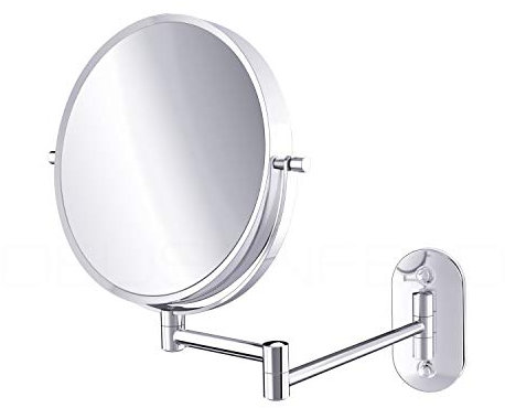 DEUSENFELD KW102C - Doppel Wand Kosmetikspiegel, 10x Vergrößerung + Normalspiegel, Ø20cm, 360° vertikal und horizontal schwenkbar, Hochglanz verchromt