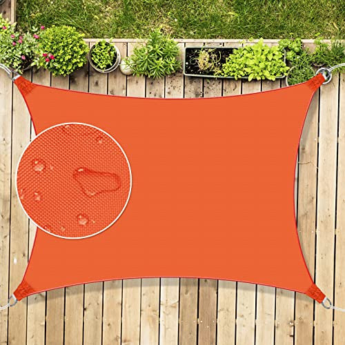 Mokani Sun Shade Sail, 3x3m Rectangle Sunscreen Awning Canopy, Waterproof Shade Sail, 95% UV Block with Free Rope, for Outdoors, Garden, Patio, Yard, Party(Orange)