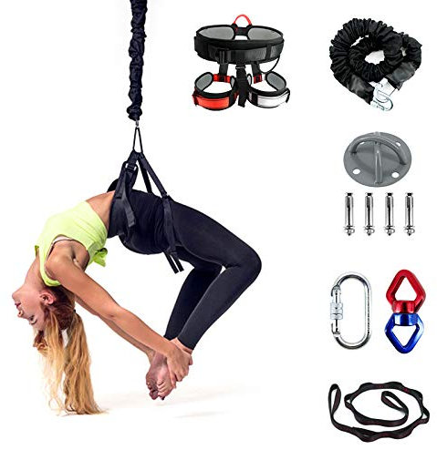 Topchances Aerial Yoga Bungee Rope, Yoga Stretch Belt Resistant Antislip Hanging Elastic Band Gym Dance Fitness Training Band Vitality Band Anti-gravity Yoga Trainer Pull Rope (80KG)