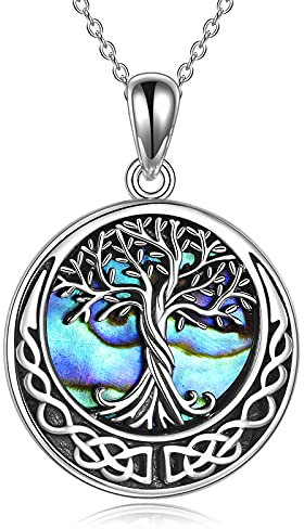 YAFEINI Baum des Lebens Halskette S925 Sterling Silber Kristall Baum des Lebens Anhänger Halskette Keltischer Knoten Baum des Lebens Schmuck für Frauen Geschenke