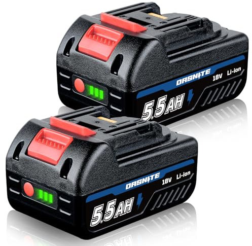 [Neues Upgrade] 2 Stück 5,5Ah Li-ion Ersatzakku für Makita Akku 18 Volt BL1850B BL1860B BL1840B BL1830B 194205-3 LXT-400 Kompatibel mit Makita 18V Akku Werkzeugakkus mit LED-Beleuchtung