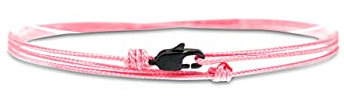 Made by Nami Dünnes Wickel-Armband Herren & Damen mit Karabiner-Haken Verschluss Handmade - Maritimer Surfer Schmuck - Minimalistisches Stoff-Armband - 100% Wasserfest & verstellbar (Rosa Schwarz)