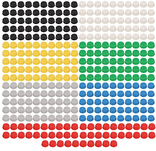 350Pcs Tactile Push Button Switch Caps, Industrial Momentary Tactical Control 7 Color Switches Caps for Breadboard A24