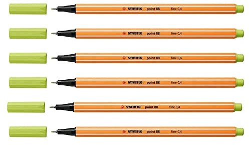 STABILO Pack of 6 Fine Tip Pens 88, Lime Greenaa