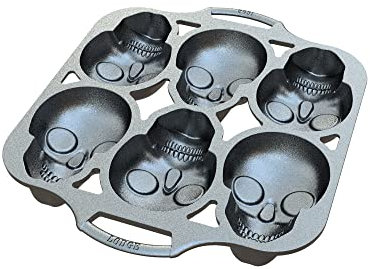 Lodge Seasoned Cast Iron Skull Mini Cake Pan
