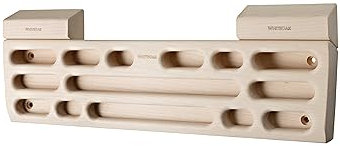 Whiteoak Hangboard aus Holz 50x12,5x4,4cm Klettern Trainingsboard I Fingerboard für Kletter und Bouldering Training Mit Zubehör: 1 Paar Sloper 30° (Fortgeschritten)