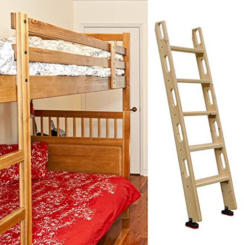 Twin Bed Bunk Ladder with Handle, Wood Universal Camper Rv Bunk Bed Ladder with Non Slip Base, for Loft Dorm Room Caravan Cabinet, 100/125/150 Cm (Size : 5 Step 150cm/59)