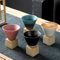 KWQBHW 4 Stück Vintage Keramik Kaffeebecher mit Boden 200 ml grobe Keramik Kaffeetasse kreative dreieckige Tasse Teetasse für Espresso Kaffee Tee Latte