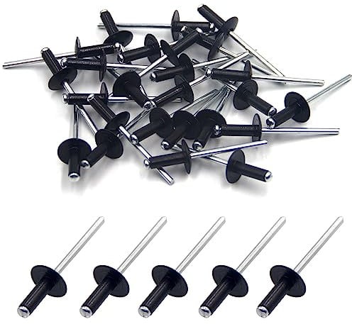 BESTYCHAO 50pcs Rivets aveugles en aluminium avec large bride 4mm x 12mm, Pack de 50 (Noir)