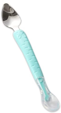 Cuillere Bebe - Bleu Cuillere Bebe Silicone 1er Age Bebe Sans Bpa Nourriture Complémentaire Gratter Des Fruits s'Adapte à La Bouche De Bébé Passe Au Micro-Ondes, Au Lave-Vaisselle Et Au Congélateur