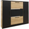 KIER FURNITURE Schuhschrank SZNB02D - Schuhregal aus Laminierter Spanplatte - Schuhkipper mit Ablageflächen - Einordnung der Schuhe - Schuh-Organizer - 137,2x124,7x24,1 cm Eiche Craft Gold + Schwarz