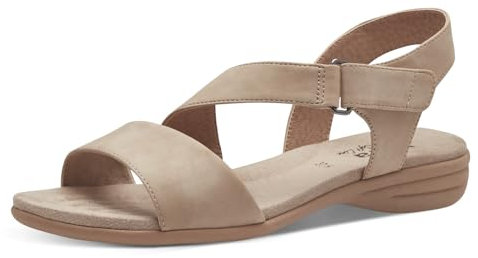 Jana Damen Sandalen flach mit Klettverschluss Vegan, Braun (Taupe), 38 EU