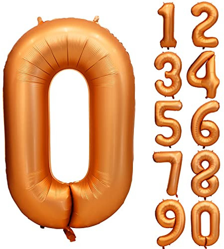 Orange Geburtstag Ballon Zahl 0 in Farbe Riesen Folienballon Mylar Helium luftballon für Hochzeit Babyparty Jubiläum Geburtstagsdeko Mädchen Jungen Happy Birthday Party Deko