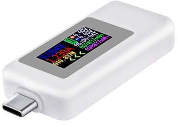 Type C USB Tester, VOKTTA Spannungstester Multimeter 0-5A 4-30V Strommessgerät Meter, USB-C Ladegerät Tester, Farbdisplay Typ-C Voltmeter Amperemeter-weiß