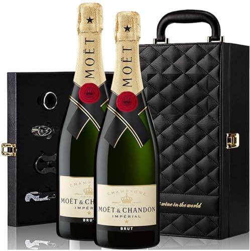 Estuche de Vino Elegante para REGALO con dos botellas de Vino y Set de 4 Accesorios (Otras, Moet Chandon)