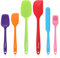NileHome Silicone Spatula Set Food Grade Kitchen Utensils with Silicone Brush Heat Resistant BPA-Free Rubber Spatula for Scraping, Baking, Cooking, Mixing, Multicolor(6pcs)