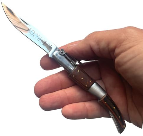 ADCSHOP Navaja Árabe Carraca - 18,50 cm - hoja de acero 3Cr13Mov de 8,20 cm - mango madera stamina barnizada 11,50 cm - peso 61 gr - Bushcraft Ideal para Portabilidad y Uso Diario