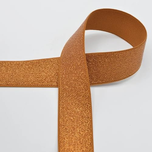 Die Stofftante Gummiband Glitzer 40 mm – elastisches Band in 11 Farben – Gummilitze für Kleidung, Accessoires, DIY & Nähen – hochwertig & vielseitig einsetzbar (bronze)