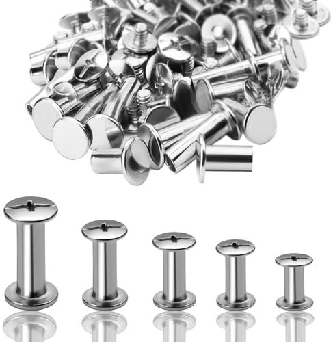 220 viti per libri nichelate da 4/5 mm, Chicago, viti da cintura, testa a croce, set di viti per rilegatura in pelle, libri, carta, fai da te