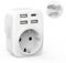 Clomnpe Adaptateur Prise USA, 5 en 1 Adaptateur Prise France vers USA Canada, Americaine avec 3 USB-A et 1 USB-C et 1 Prise, Mexique Thaïlande Type B