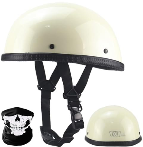 retrò Casco Scodella Portatile Mezzi Caschi Jet, Mezzo Elmetto Moto retrò Vintage Caschi Cromwell Caschi Casco A Scodella Scooter Motorino ECE Omologato Mezzo Casco da Motociclista,D,XXL 63~64CM