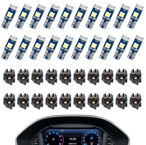 Vbnuyhim 20 x LED-Armaturenbrett-LED-Leuchtmittel, Armaturenbrettbeleuchtung, superhelle 3030-SMD-Chip-Armaturenbrett- , für Armaturenbrett