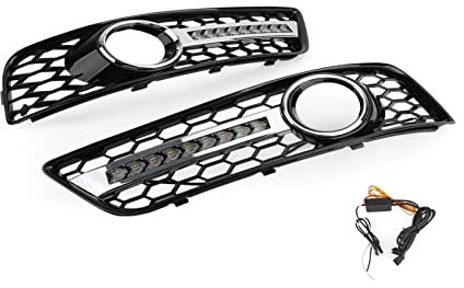 Jodriva Paar Schwarze Chrom-Nebelscheinwerfer-Grilllampenverkleidung, for Audi, for A3 8P 2008–2013, 8P0807682J 8P0807681AA Nebelscheinwerferverkleidung