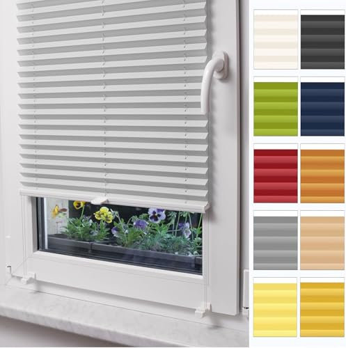 Thermo Plissee Blickdicht 100% ohne Bohren nach maß, Plissee klemmfix (Höhe von 50 cm bis 149 cm)