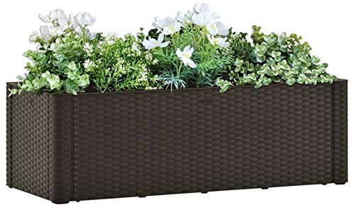 ShGaxin 313960 Hochbett mit Bewässerung Mokka, 100 x 43 x 33 cm, Hochbett für den Garten, Blumenkasten für Pflanzen