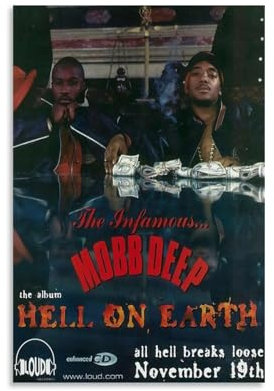 YRAEYWAER Mobb Poster Deep Hell on Earth, ästhetische Dekoration, Wohnzimmer, modern, Familie, Schlafzimmer, Wohnzimmer, Wandkunst, Dekoration, Poster, 40 x 60 cm, ungerahmt