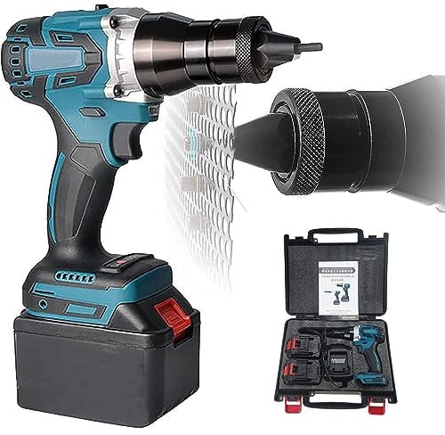 Electric Rivet Gun - 26V Automatic Riveting & Rivet Nut Tool Kit for Cordless Screwdrivers and Drills - Ideal for Easy Processing of Pop Rivets