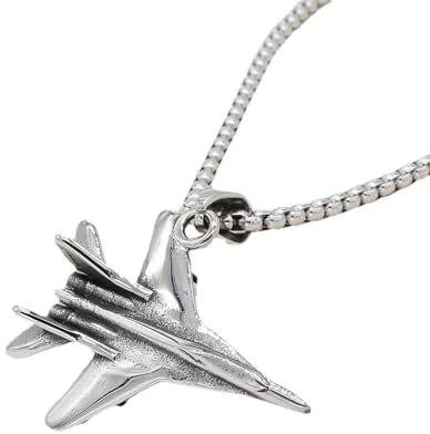 Sumpgle Titan Stahl Herren Halskette Vintage Fighter Jet Anhänger Unikat Flugzeug Schmuck Herrenmode Accessoires