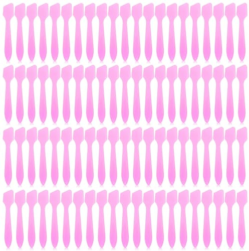Wopanxye 100pcs Cosmetic Spatula for Face Mask Cream Lotion, Plastic Spoon | Bulk Disposable Make-up Sample Applicator Tool for Easy Mixing, Sampling, Waxing DIY Beauty Facial Mask Scraper Reusable Tips