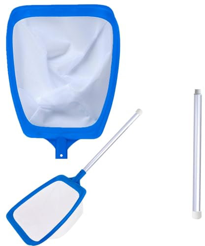 TUXUNQING Poolnetz mit Teleskopstiel, abnehmbarem Stiel, feinmaschigem Netz, 14,5 cm tiefes Netz, Handkescher für Pool, Teich, Schwimmbad – Robustes Schöpfnetz zur effizienten Reinigung (72cm)