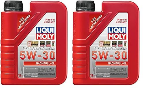 LIQUI MOLY Nachfüll-Öl 5W-30 | 1 L | Synthesetechnologie Motoröl | Art.-Nr.: 21286, farblos (Packung mit 2)