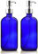 2 dispensadores de jabón líquido de 500 ml, botella vacía de vidrio azul cobalto con bomba de acero inoxidable para desinfectante de manos, lociones caseras, dispensador de jabón, azul cobalto, 500 ml