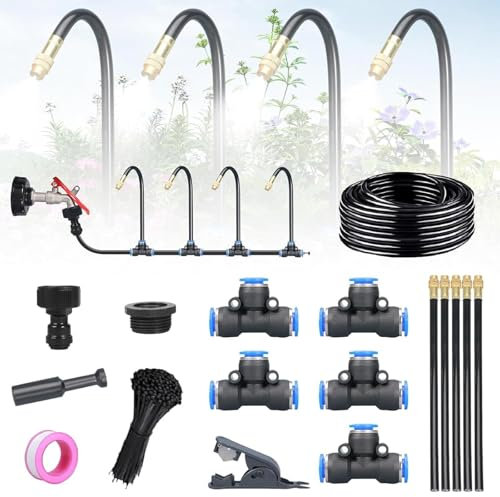 Système D'irrigation Automatique Incurvé À 360°, Kit D'irrigation Goutte À Goutte, Pour Jardin, Serre, Pelouse, Cour, Buse Flexible Réglable(5M)