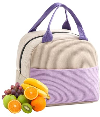 FOSDICK Lunch Bag Isotherme Femme, Violet Sac Isotherme Repas pour Femme, 23x20x14cm Portable Lunch Box Thermos Repas Sac à Main pour Bureau, Travail, Déjeuner et Étudiants Scolaires