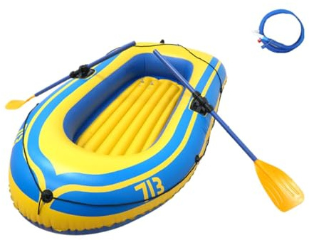 Perfeclan Aufblasbares Bootskajak-Set, superstarkes PVC, für Teiche, Seen, Flüsse, 4 Luftkammern, Schlauchboot, Schwimmfloß für, Erwachsene und Familien, Gelb