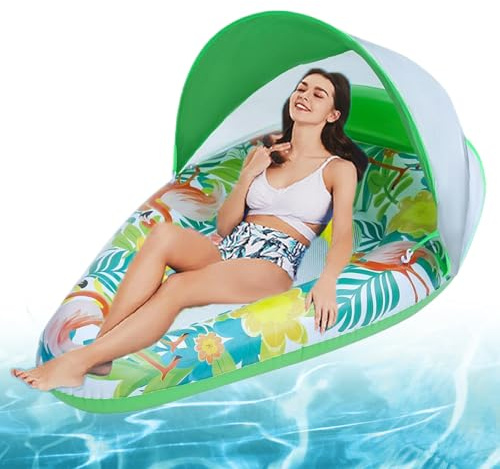 Sombrilla Flotante para Piscinas - Flotadores De Natación - Balsa Inflable con Protección Solar para Niños En Piscina Y Mar