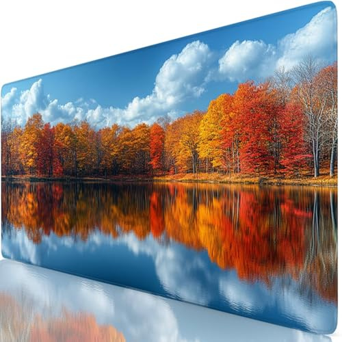 Tappetino Mouse XXL 160x80cm, Lago Tappetino per Mouse Acero Mousepad, Sottomano Scrivania Accessori Gaming, Base in Gomma Antiscivolo, Mousepad per Ufficio Accessori, Computer Desktop, PC Y8-907