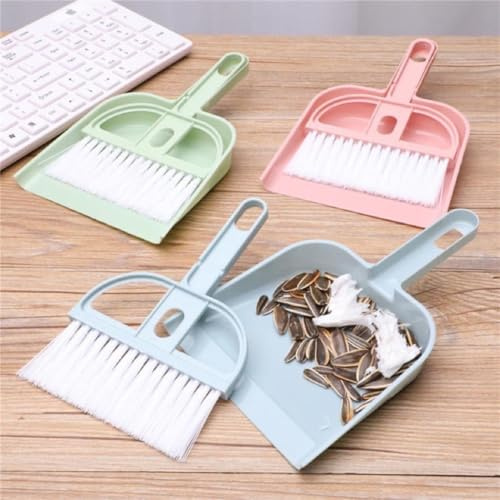 Gdfnmogo Mini Cleaning Brush and Dustpan Set, Compact Desktop Broom and Pan Cleaning Kit, Small Plastic Sweeping Tools for Table, Keyboard, Car Vent, Worktop, Crumbs(Green)