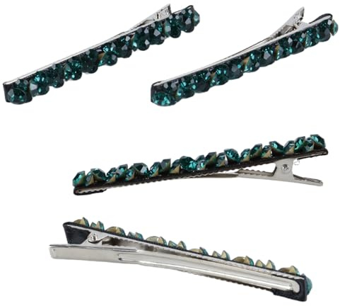 Durlo Confezione da 2 fermagli per capelli con strass lucidi verdi – Fermagli a coccodrillo a forma di becco d'anatra per donna (accessori per capelli da sposa)