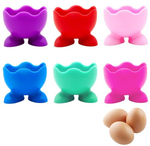 LuLiyLdJ 6-teiliges lustiges Eierbecher-Set, Eierbecher für Kinder, Deko-Tablett, Eierständer, Eierhalter, Frühstücks-Egg-Cup, Ostergeschenke, Osterdekoration