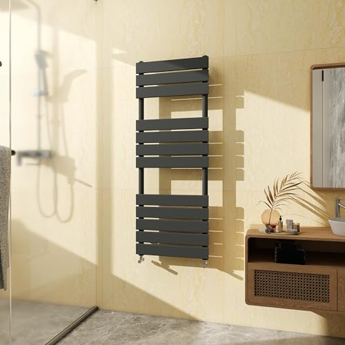 SKY BATHROOM Flat Panel Towel Rail Radiator,Wall Mounted Central Heating Ladder Rad 1200X450mm Anthracite